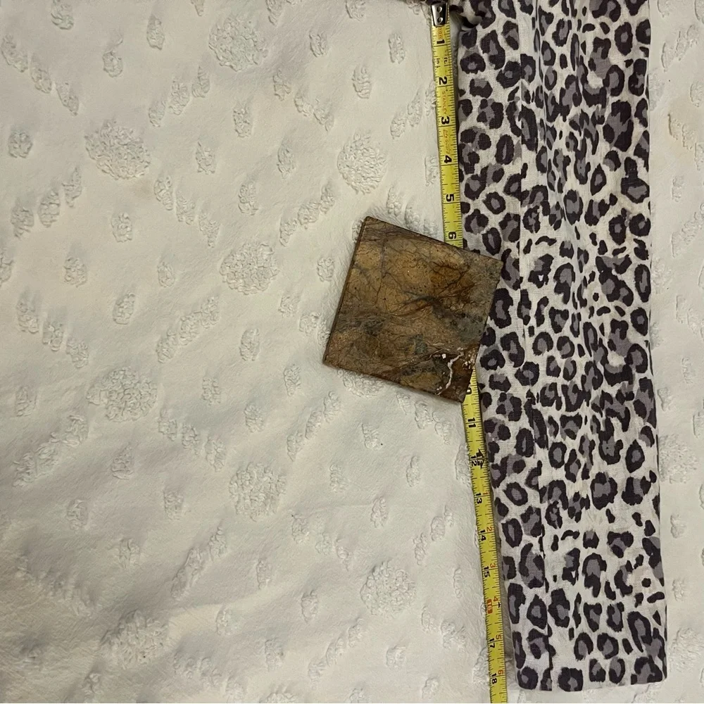RACHEL ZOE Womens Snow Leopard Print Linen Blend Open Front Blazer Jacket S
